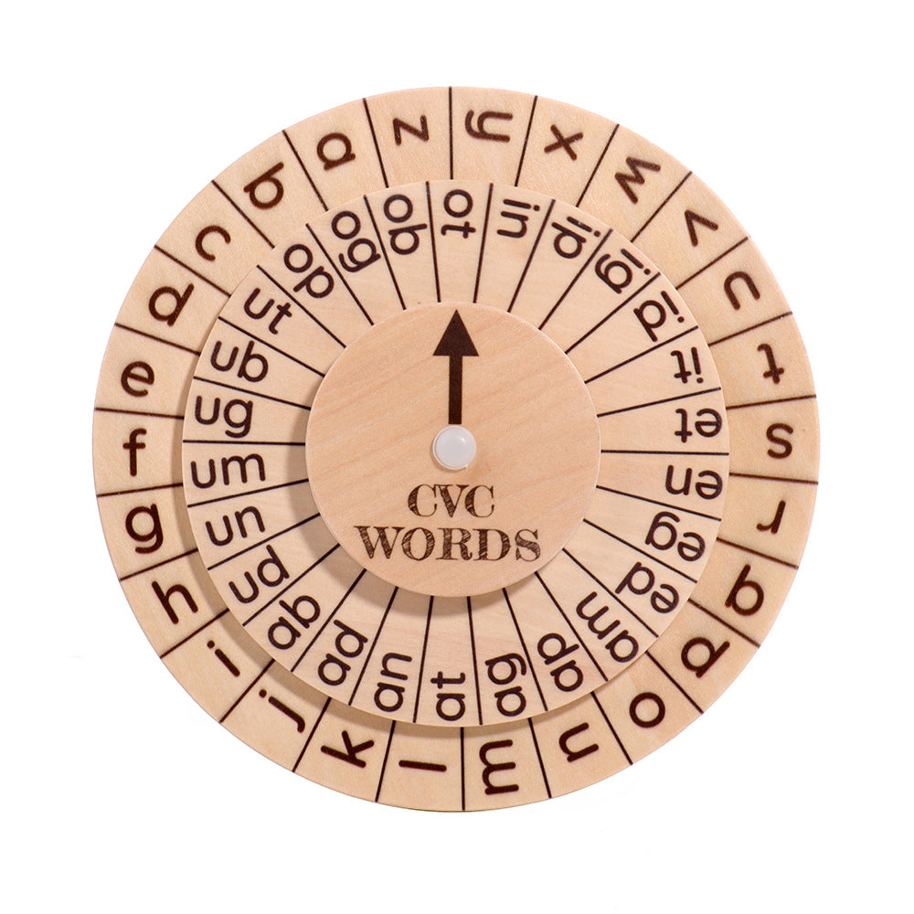 Wooden Phonics Spinning Wheel – English Spelling & Vowel Learning Game