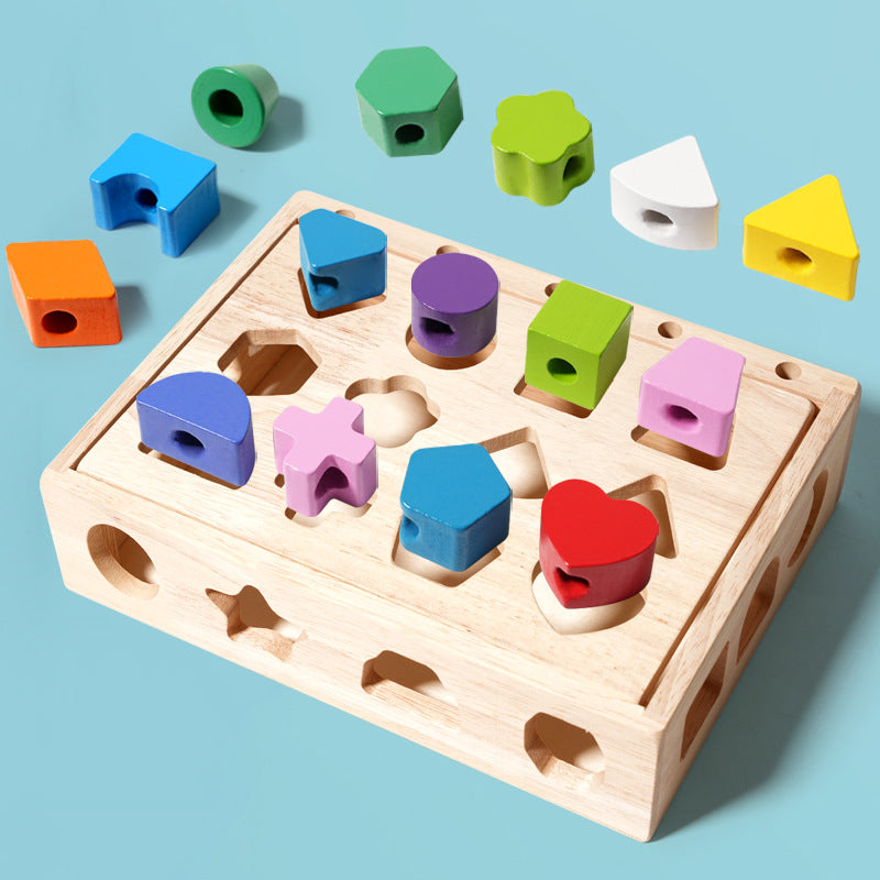 Wooden Shape Matching Puzzle Bead Set – Early Learning Toy for Kids