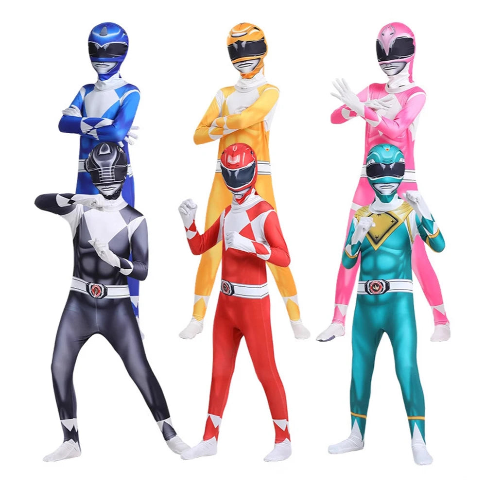 Morpher Samurai Sentai Shinkenger superhero cosplay costume jumpsuit with mask for kids